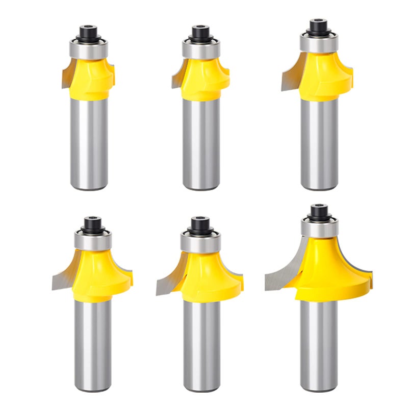 MEIGGTOOL 6PCS Round-Over Router Bits, 1/2-Inch Shank Round Nose, Radius Sizes: 1/8", 1/4", 5/16", 3/8", 7/16", 1/2" - Image 1